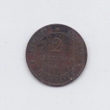 PRANCŪZIJA 2 CENTIMES 1882 A KM # 827.1 VF