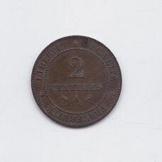 PRANCŪZIJA 2 CENTIMES 1885 A KM # 827.1 VF