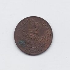 PRANCŪZIJA 2 CENTIMES 1899 KM # 841 VF