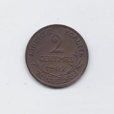 PRANCŪZIJA 2 CENTIMES 1902 KM # 841 VF