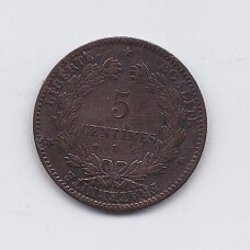 PRANCŪZIJA 5 CENTIMES 1872 K KM # 821.2 VF