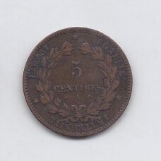 PRANCŪZIJA 5 CENTIMES 1879 A KM # 821.1 VF