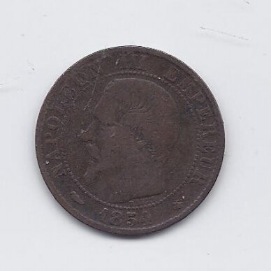 PRANCŪZIJA 5 CENTIMES 1854 BB KM # 777.3 VF 1