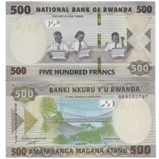 RWANDA 500 FRANCS 2019 P # new UNC