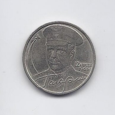 RUSSIA 2 ROUBLES 2001 ММД Y # 675 VF/XF Y. Gagarin