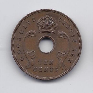 EAST AFRICA 10 CENTS 1951 KM # 34 VF 1