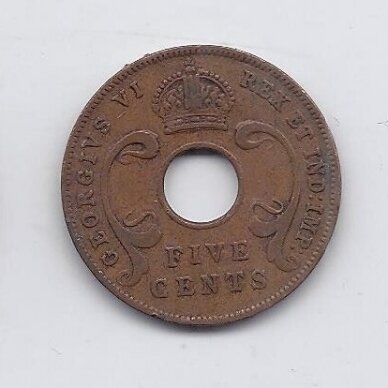 RYTŲ AFRIKA 5 CENTS 1942 SA KM # 25 F 1