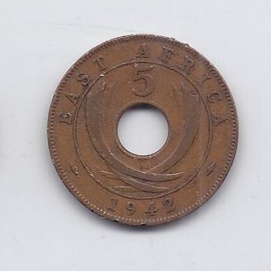 EAST AFRICA 5 CENTS 1942 SA KM # 25 F