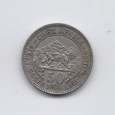 EAST AFRICA 50 CENTS 1949 KM # 30 VF