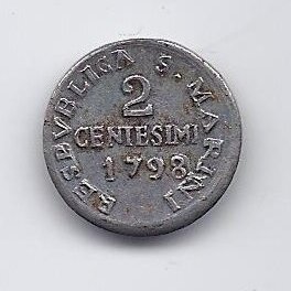 SAN MARINO 2 CENTESIMI 1798 VF ( token )