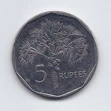 SEIŠELIAI 5 RUPEES 2010 KM # 51a XF