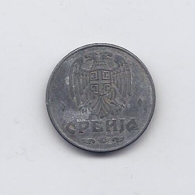 SERBIJA 1 DINAR 1942 KM # 31 F/VF 1