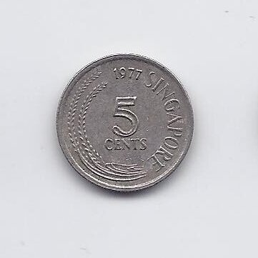 SINGAPŪRAS 5 CENTS 1977 KM # 2 VF