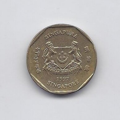 SINGAPŪRAS 1 DOLLAR 1997 KM # 103 VF 1