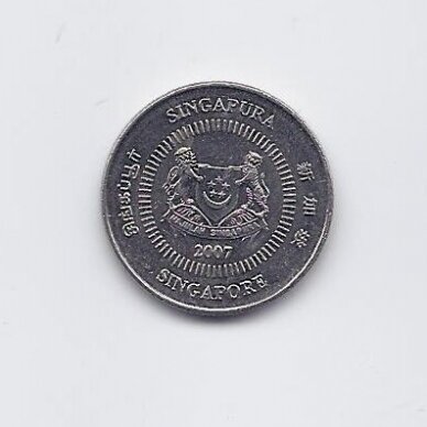 SINGAPŪRAS 10 CENTS 2007 KM # 100 VF 1