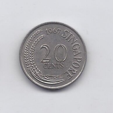 SINGAPŪRAS 20 CENTS 1967 KM # 4 VF