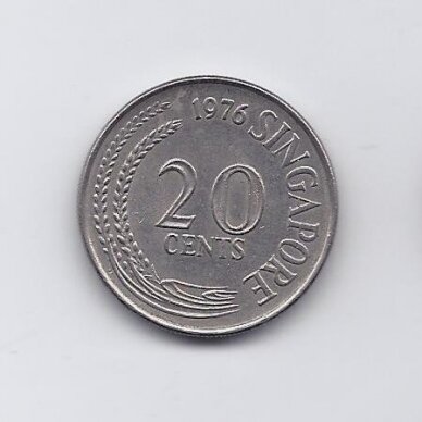 SINGAPŪRAS 20 CENTS 1976 KM # 4 VF