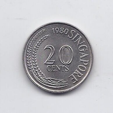 SINGAPŪRAS 20 CENTS 1980 KM # 4 XF