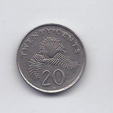 SINGAPŪRAS 20 CENTS 1986 KM # 52 VF