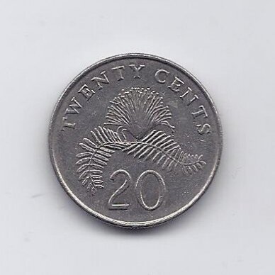 SINGAPŪRAS 20 CENTS 1987 KM # 52 VF