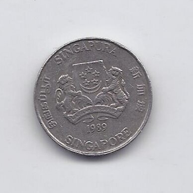 SINGAPŪRAS 20 CENTS 1989 KM # 52 VF 1