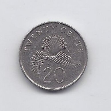 SINGAPŪRAS 20 CENTS 1989 KM # 52 VF