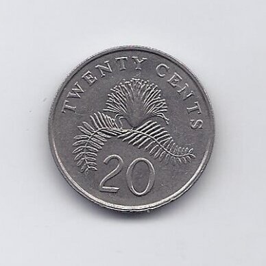 SINGAPŪRAS 20 CENTS 1991 KM # 52 VF