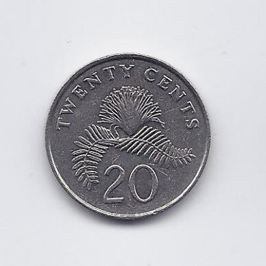 SINGAPŪRAS 20 CENTS 1993 KM # 101 VF