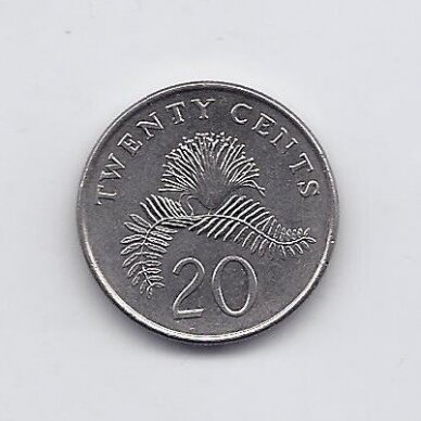 SINGAPORE 20 CENTS 1996 KM # 101 VF