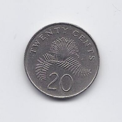 SINGAPŪRAS 20 CENTS 2006 KM # 101 VF