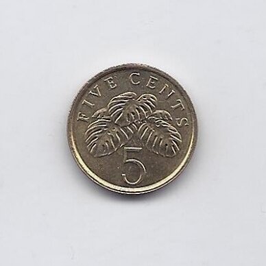 SINGAPŪRAS 5 CENTS 2010 KM # 99 XF