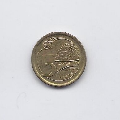 SINGAPŪRAS 5 CENTS 2013 KM # 345 VF/XF