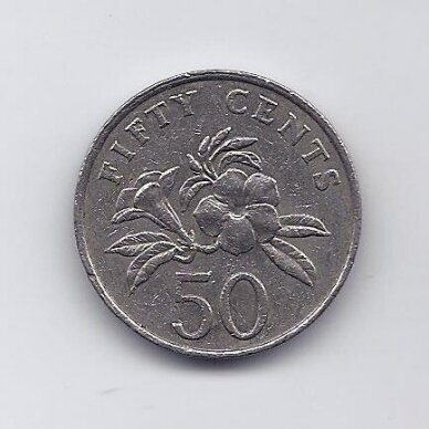 SINGAPŪRAS 50 CENTS 1987 KM # 53 VF