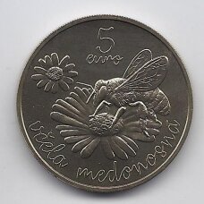 SLOVAKIJA 5 EURO 2021 KM # 178 UNC Bitės