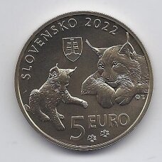 SLOVAKIJA 5 EURO 2022 KM # 188 UNC Lūšis