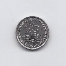 SRI LANKA 25 CENTS 1991 KM # 141.2 VF/XF