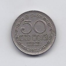 SRI LANKA 50 CENTS 1972 KM # 135.1 VF