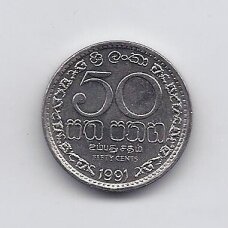 ŠRI LANKA 50 CENTS 1991 KM # 135.2 XF