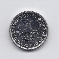 ŠRI LANKA 50 CENTS 2001 KM # 135.2a XF