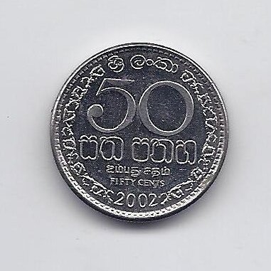 SRI LANKA 50 CENTS 2002 KM # 135.2a XF