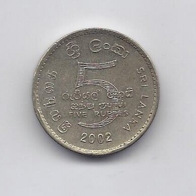 ŠRI LANKA 5 RUPEES 2002 KM # 148.2 XF