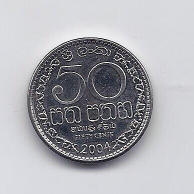 SRI LANKA 50 CENTS 2004 KM # 135.2a XF