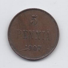 SUOMIJA 5 PENNIA 1907 KM # 15 VF