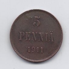 SUOMIJA 5 PENNIA 1911 KM # 15 VF