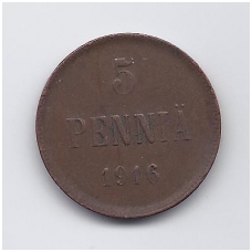 SUOMIJA 5 PENNIA 1916 KM # 15 VF