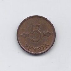 SUOMIJA 5 PENNIA 1963 KM # 45 VF