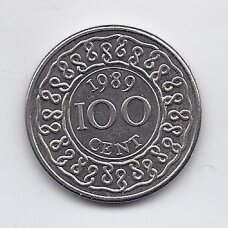 SURINAMAS 100 CENTS 1989 KM # 23 XF