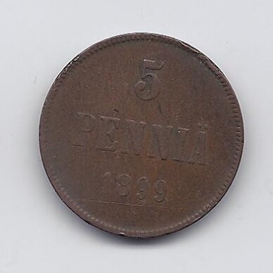 FINLAND 5 PENNIA 1899 KM # 15 VF