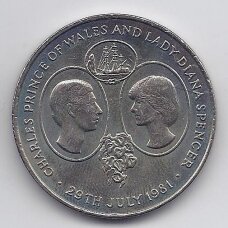 ŠV. ELENA 25 PENCE 1981 KM # 9 AU Karališkosios vestuvės