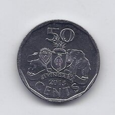 SVAZILANDAS 50 CENTS 2015 KM # 65 AU